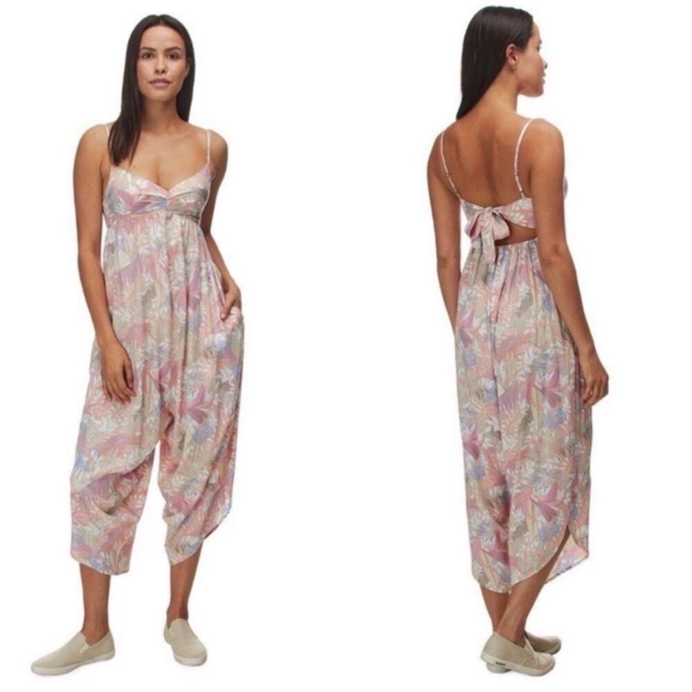 Patagonia Lost Wildflower Wide Leg Jumpsuit Floral Print Tencel Tie Back Size XS